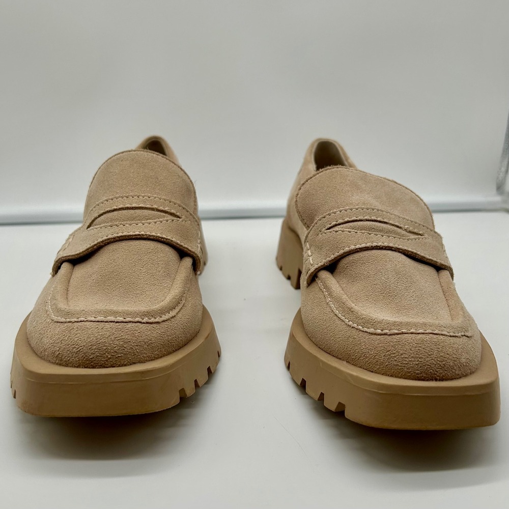 Dolce Vita Elias Tan Suede Leather Lug Sole Loafers Womens 8.5 Platform Shoes - Picture 6 of 12